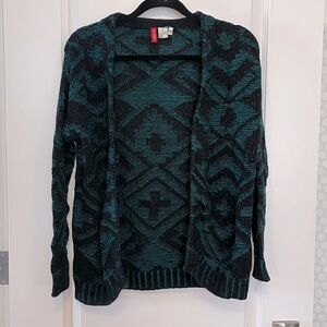 H&M Green and Black Patterned Cardigan